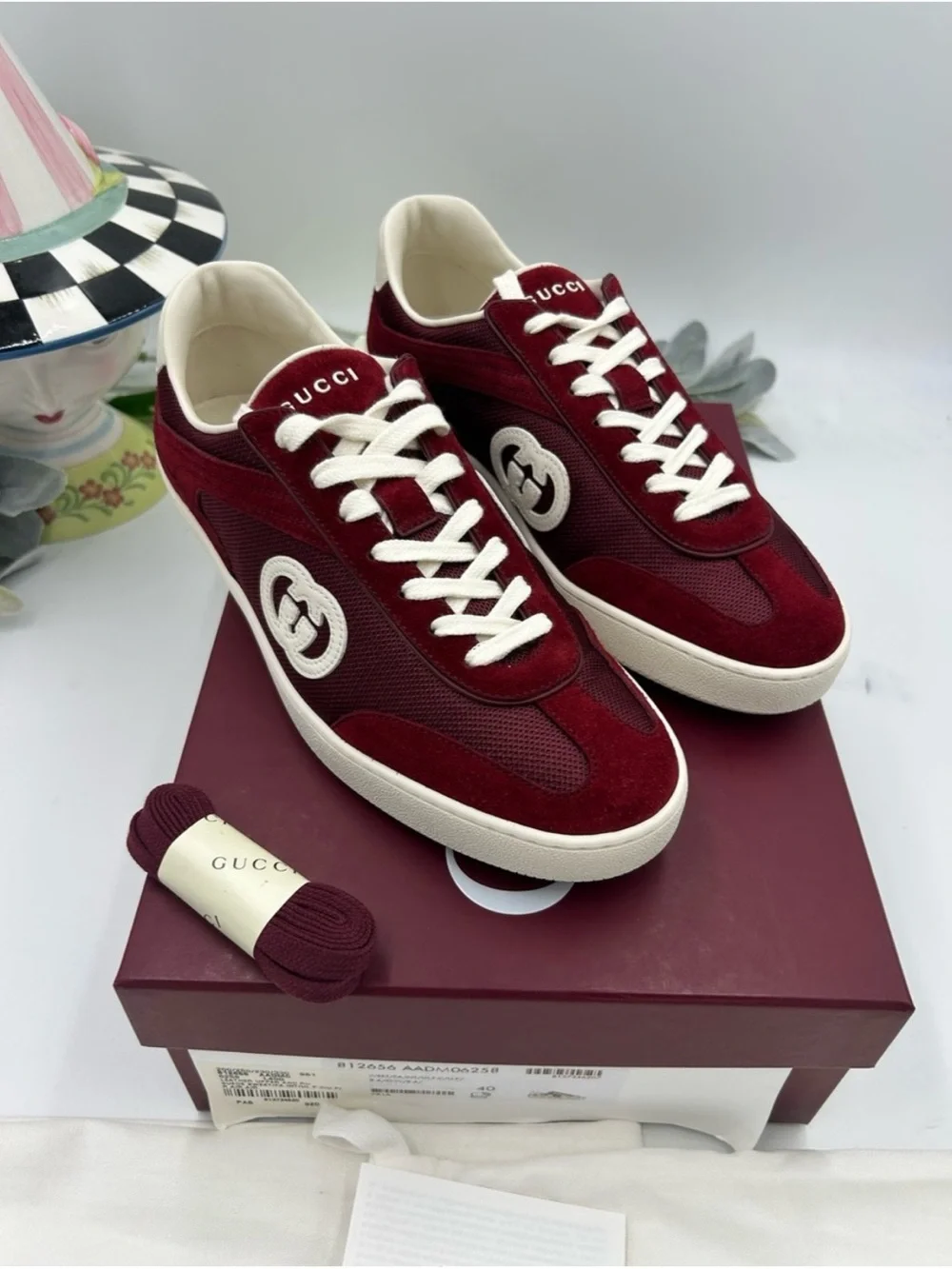 Women's Gucci interlocking G suede/mesh sneakers size 40/10 US made in Italy